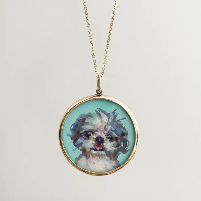 Necklaces Fox Bond Originals The FB Custom HandPainted Pet Portrait Necklace