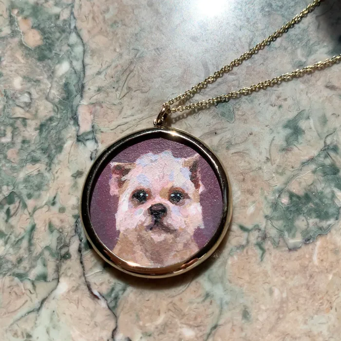 Necklaces Fox Bond Originals The FB Custom HandPainted Pet Portrait Necklace