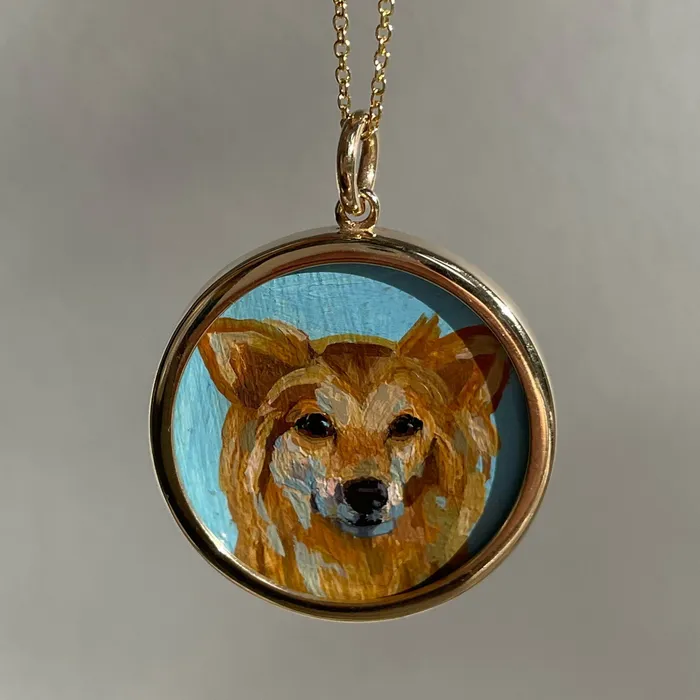Necklaces Fox Bond Originals The FB Custom HandPainted Pet Portrait Necklace