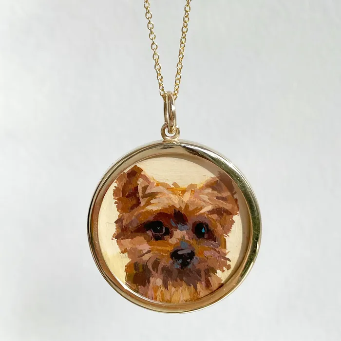 Necklaces Fox Bond Originals The FB Custom HandPainted Pet Portrait Necklace