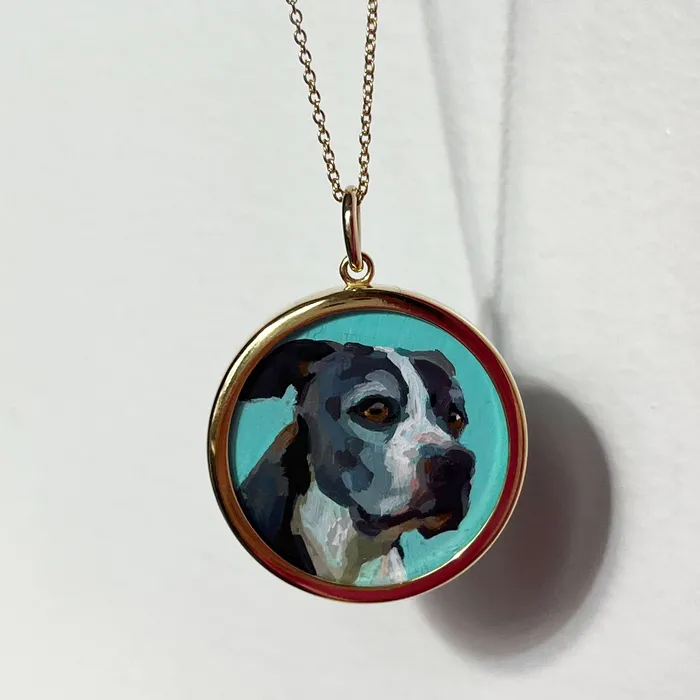 Necklaces Fox Bond Originals The FB Custom HandPainted Pet Portrait Necklace