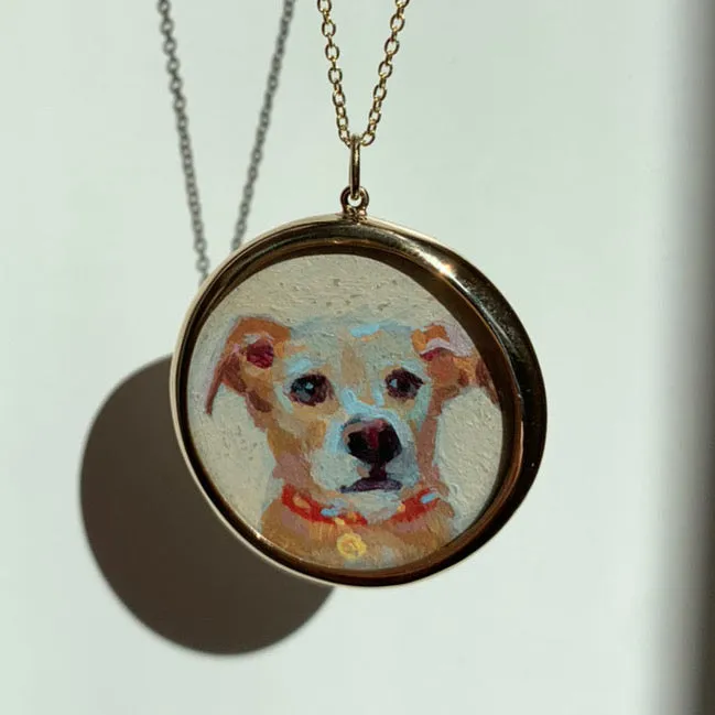 Necklaces Fox Bond Originals The FB Custom HandPainted Pet Portrait Necklace