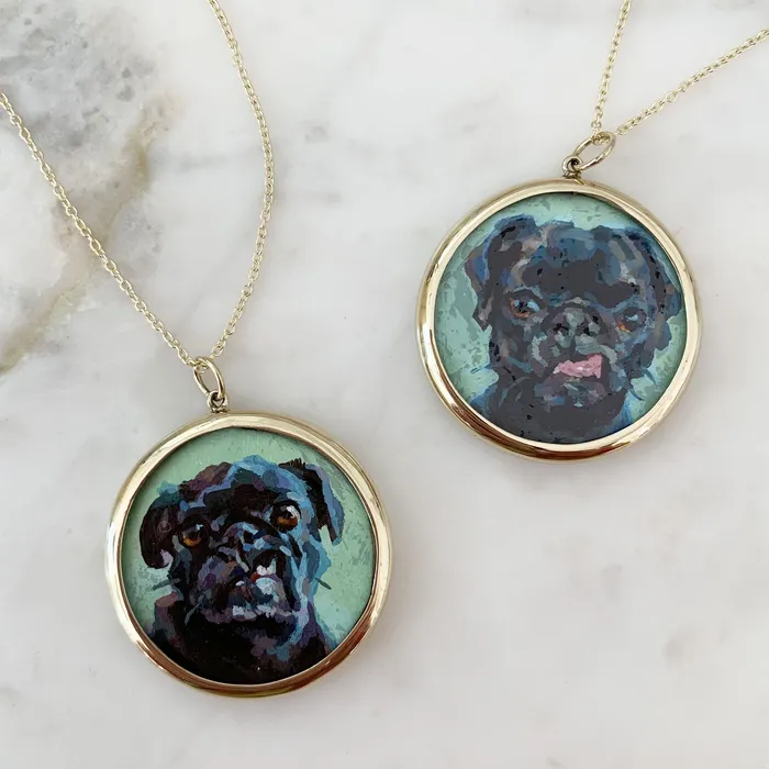 Necklaces Fox Bond Originals The FB Custom HandPainted Pet Portrait Necklace