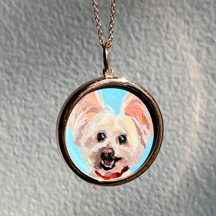 Necklaces Fox Bond Originals The FB Custom HandPainted Pet Portrait Necklace