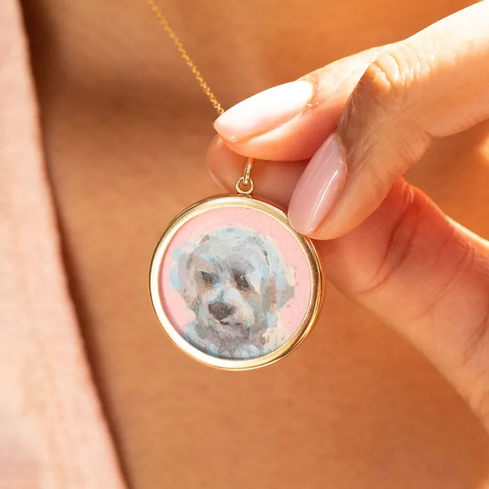 Necklaces Fox Bond Originals The FB Custom HandPainted Pet Portrait Necklace