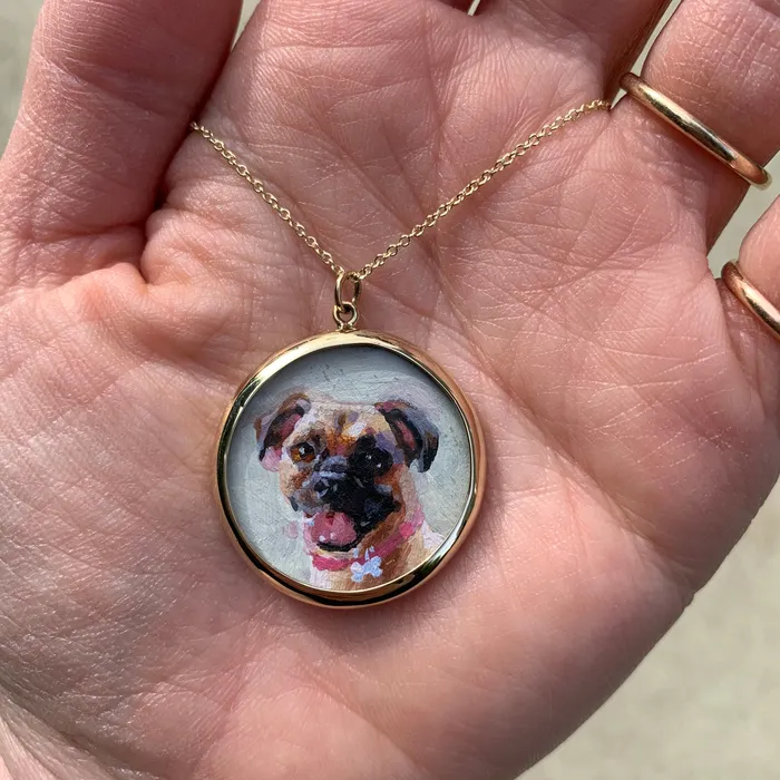Necklaces Fox Bond Originals The FB Custom HandPainted Pet Portrait Necklace