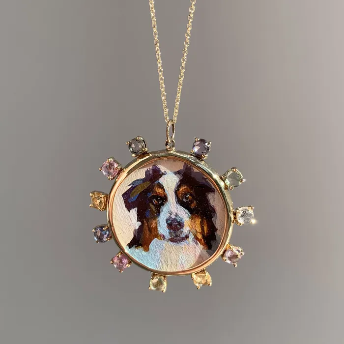 Necklaces Fox Bond Originals The FB Custom HandPainted Pet Portrait Necklace