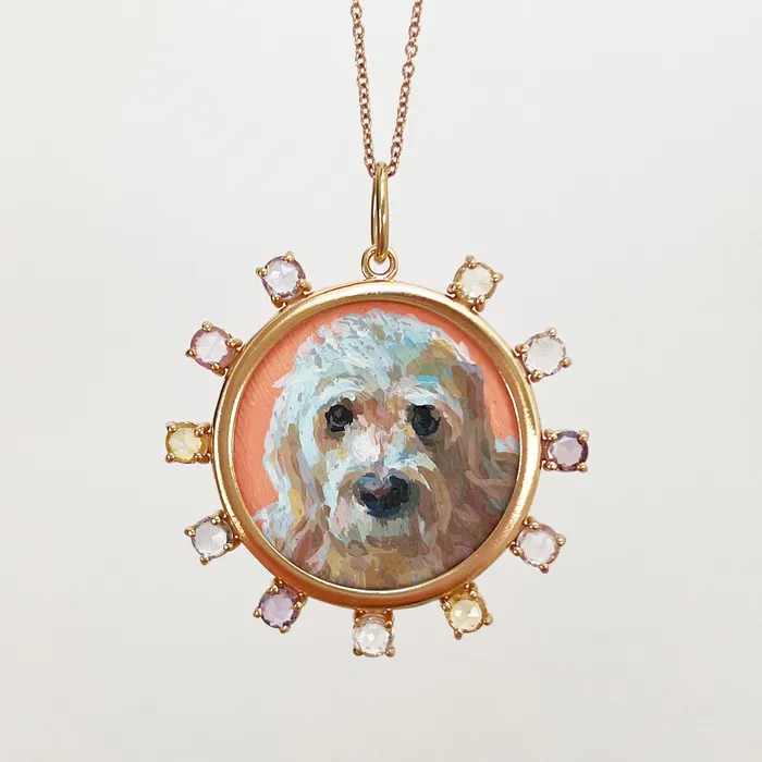 Necklaces Fox Bond Originals The FB Custom HandPainted Pet Portrait Necklace