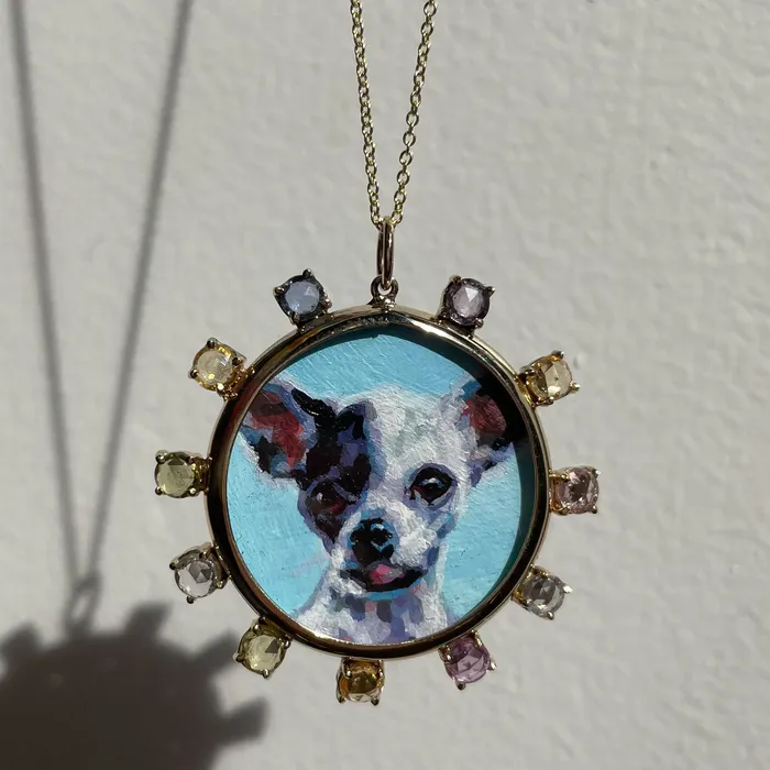 Necklaces Fox Bond Originals The FB Custom HandPainted Pet Portrait Necklace