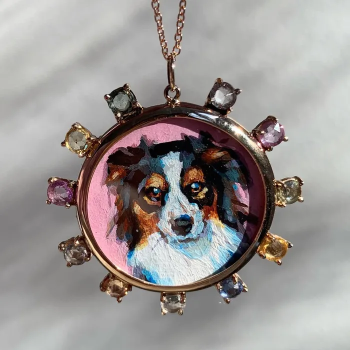 Necklaces Fox Bond Originals The FB Custom HandPainted Pet Portrait Necklace