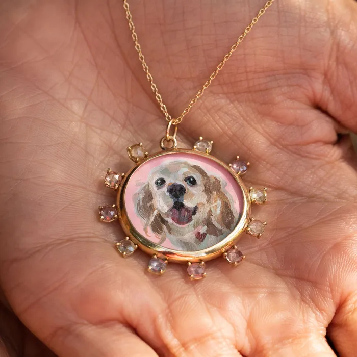 Necklaces Fox Bond Originals The FB Custom HandPainted Pet Portrait Necklace