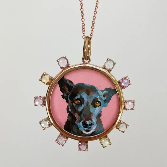 Necklaces Fox Bond Originals The FB Custom HandPainted Pet Portrait Necklace