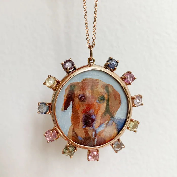 Necklaces Fox Bond Originals The FB Custom HandPainted Pet Portrait Necklace