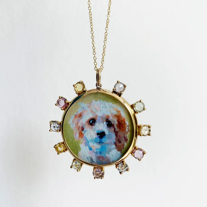 Necklaces Fox Bond Originals The FB Custom HandPainted Pet Portrait Necklace