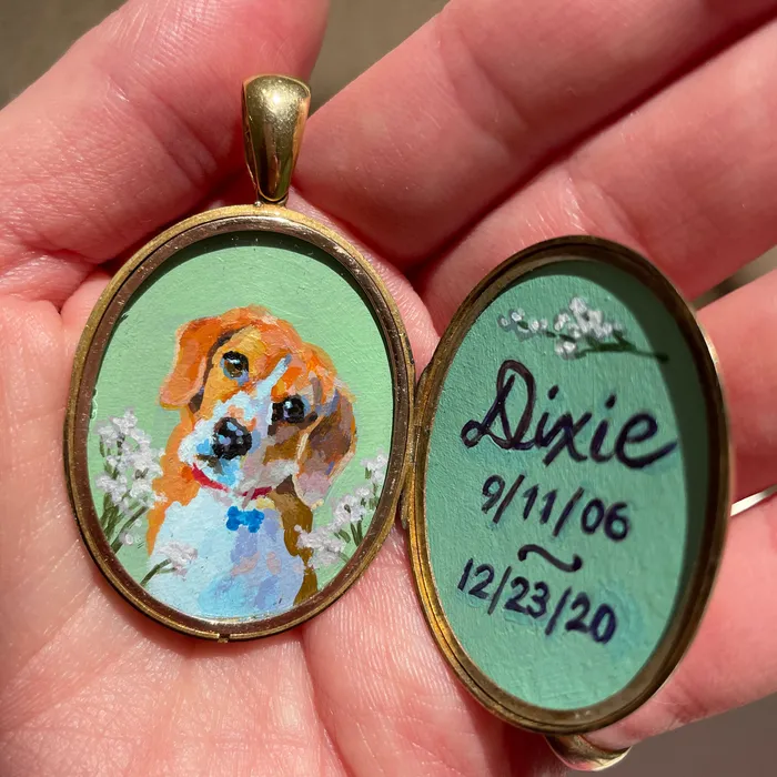 Necklaces Fox Bond Originals The FB Custom HandPainted Pet Portrait Necklace