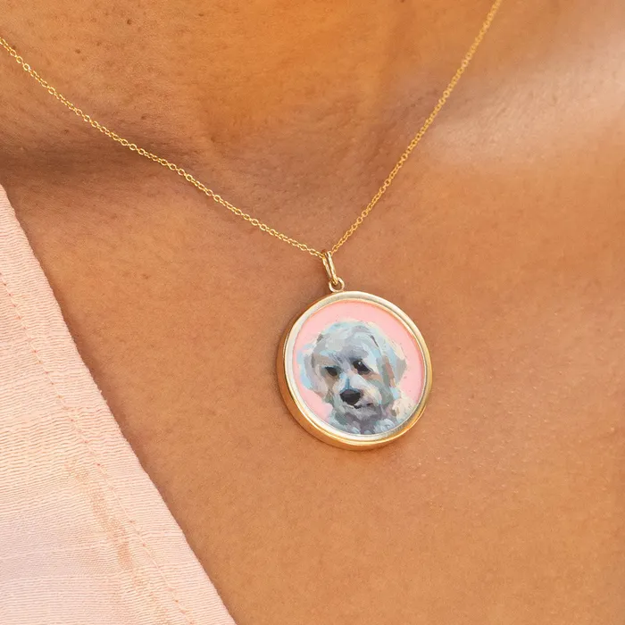 Necklaces Fox Bond Originals The FB Custom HandPainted Pet Portrait Necklace