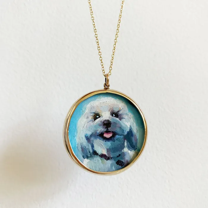 Necklaces Fox Bond Originals The FB Custom HandPainted Pet Portrait Necklace