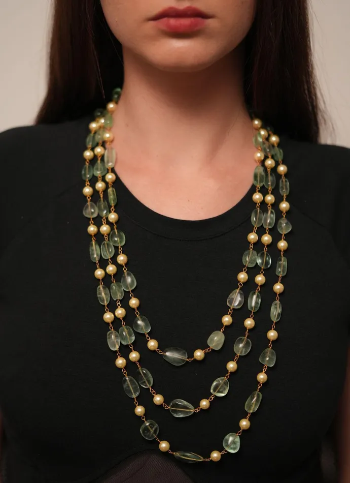 Necklaces Hritika 3 Layered Mint Beads Mala attrangi