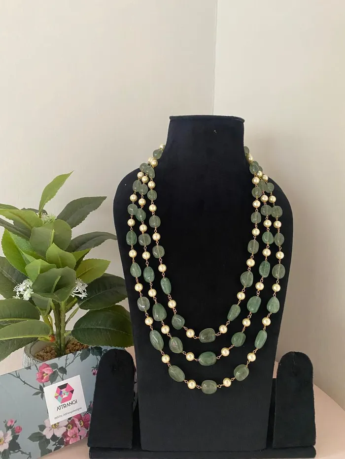Necklaces Hritika 3 Layered Mint Beads Mala attrangi