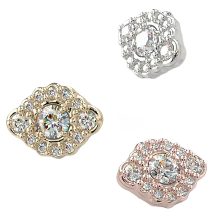 Necklaces Kiwi Diamond Charlotte Threaded End in Gold Platinum with CZs