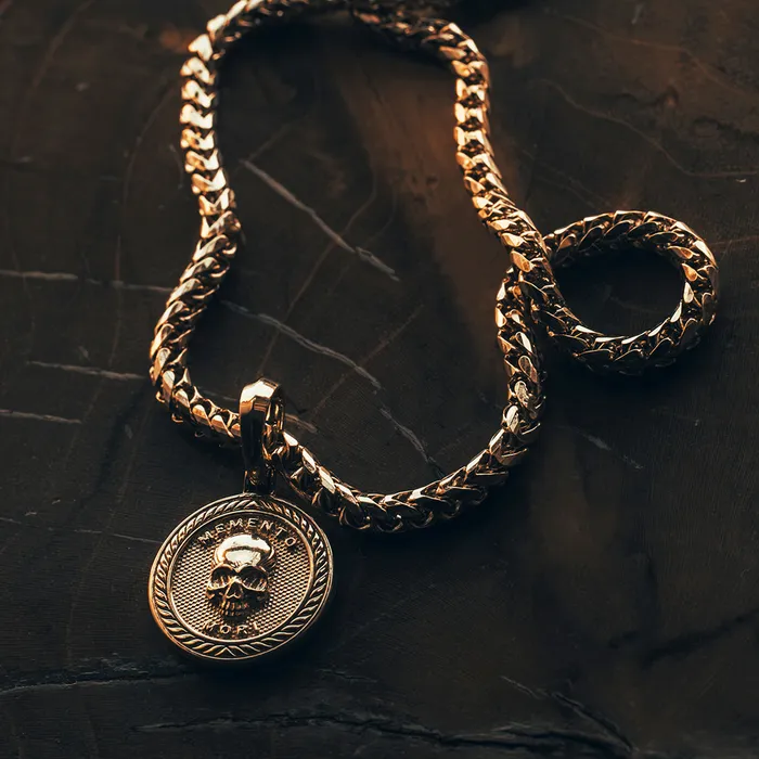 Necklaces Proclamation Jewelry Memento Mori Gold Skull Pendant