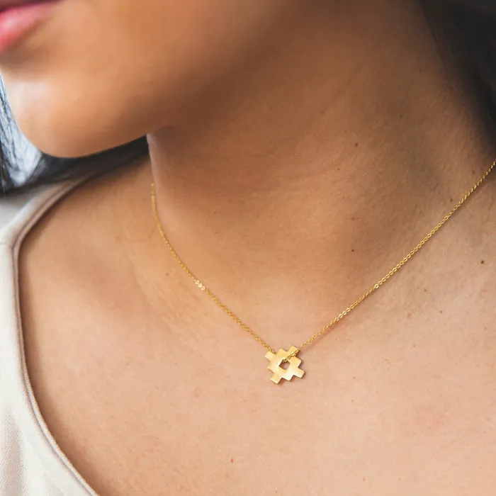 Necklaces SkyWeaver Gold Sun Pendant Turquoise Skies