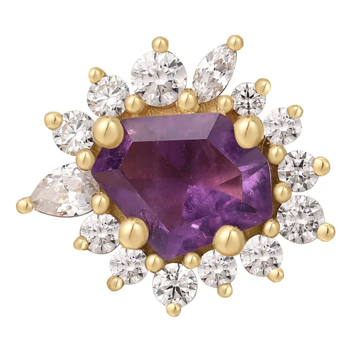 Necklaces threadless Eye Candy End in Gold with Amethyst White CZs Buddha Jewelry Organics