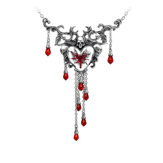 Necklaces Zapps Clothing Wounded Heart Gothic Skull Necklace