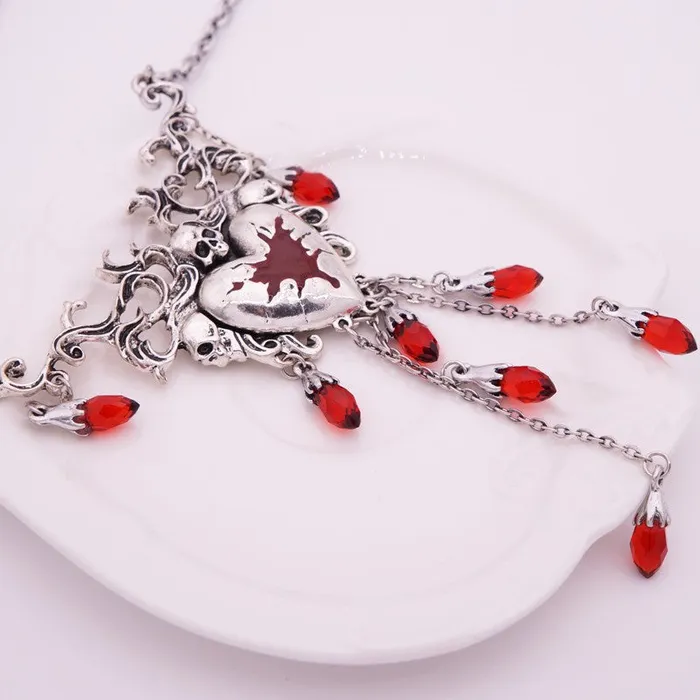 Necklaces Zapps Clothing Wounded Heart Gothic Skull Necklace