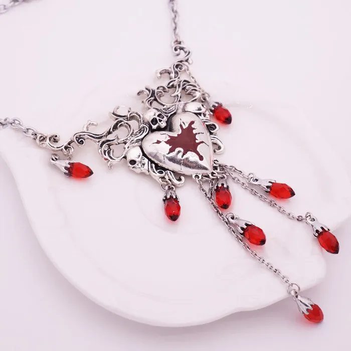 Necklaces Zapps Clothing Wounded Heart Gothic Skull Necklace