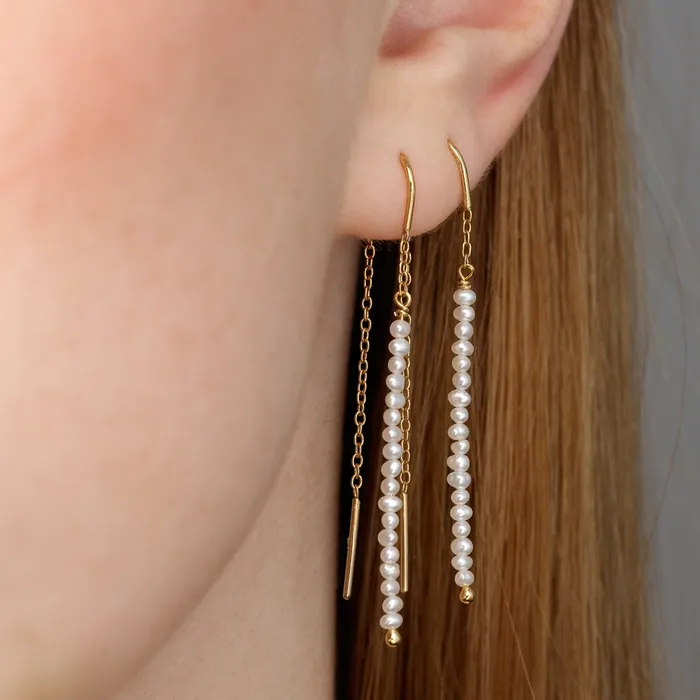 Pearl Threader Earrings Scream Pretty Earrings