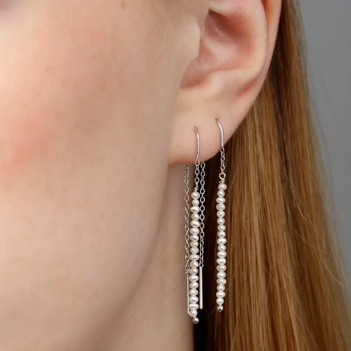 Pearl Threader Earrings Scream Pretty Earrings