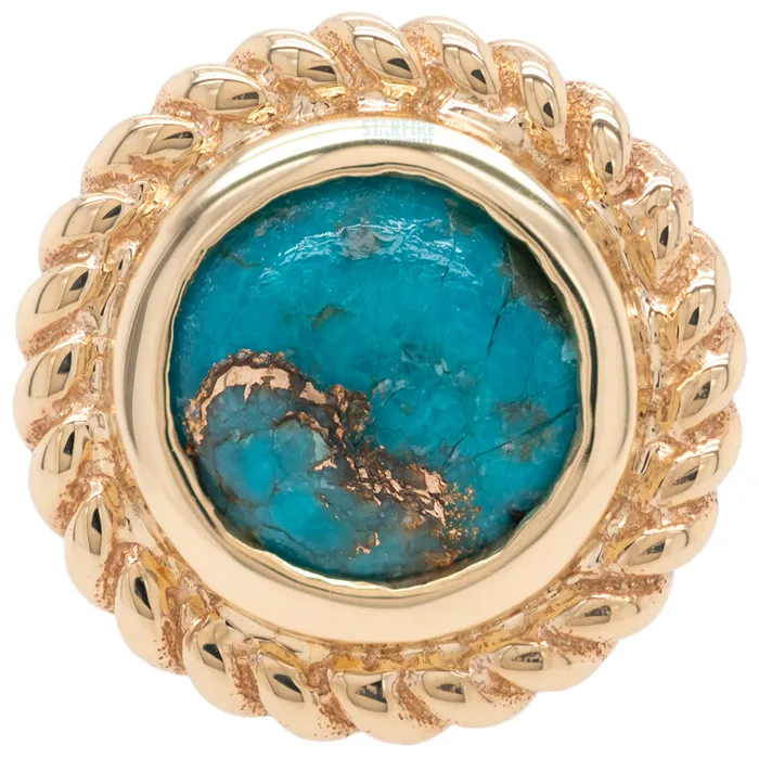 Raine Threaded End in Gold with Copper Blue Turquoise Body Vision BVLA Earrings Raine Threaded End in Gold with Copper Blue Turquoise Body Vision BVLA Earrings