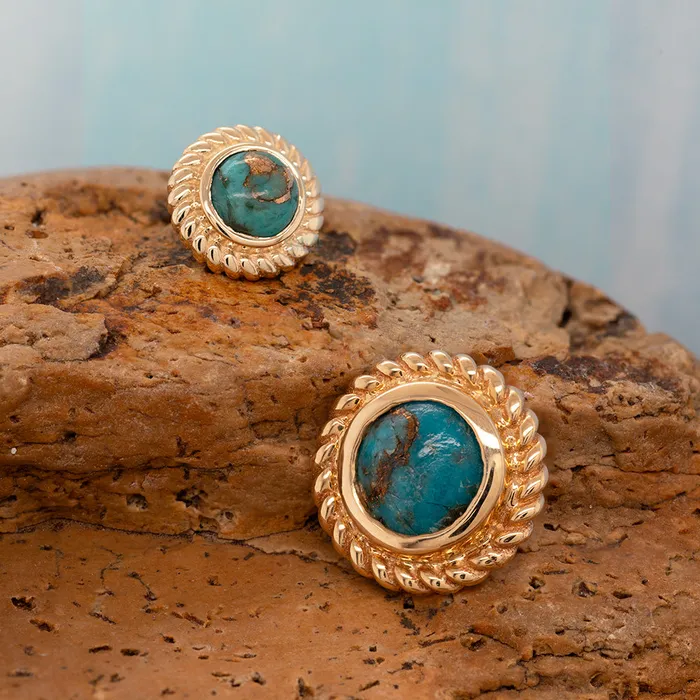 Raine Threaded End in Gold with Copper Blue Turquoise Body Vision BVLA Earrings