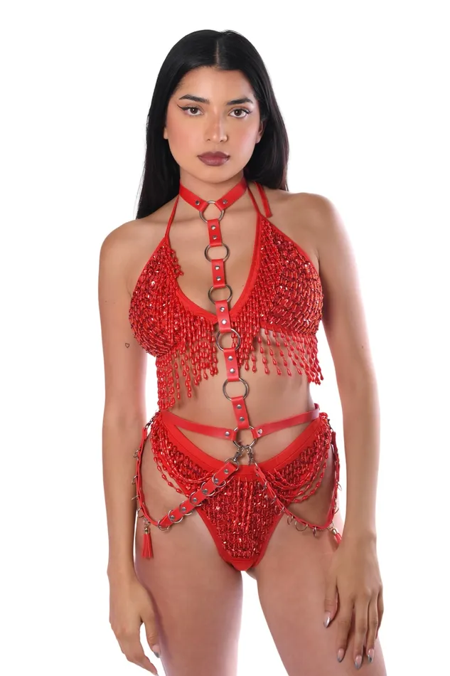 Red Devil Cross Body Harness THE LUMI SHOP Earrings