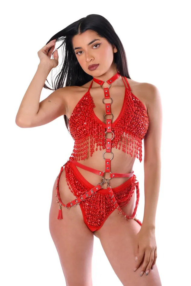 Red Devil Cross Body Harness THE LUMI SHOP Earrings