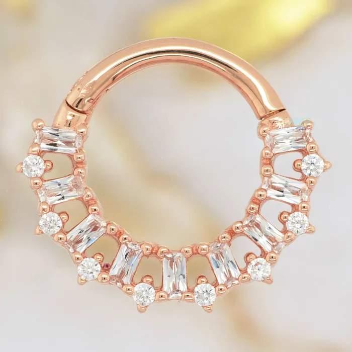 Rings Buddha Jewelry Organics Obsessed Hinge Ring Clicker in Gold with CZs