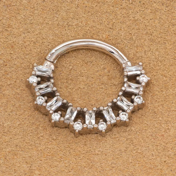 Rings Buddha Jewelry Organics Obsessed Hinge Ring Clicker in Gold with CZs