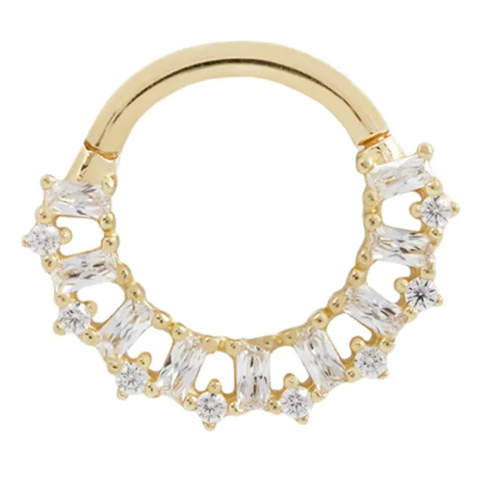 Rings Buddha Jewelry Organics Obsessed Hinge Ring Clicker in Gold with CZs