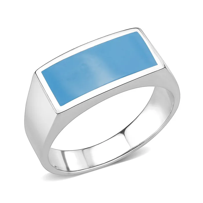 Rings Green CJ3770 Wholesale Mens Stainless Steel Epoxy Sea Blue Ring