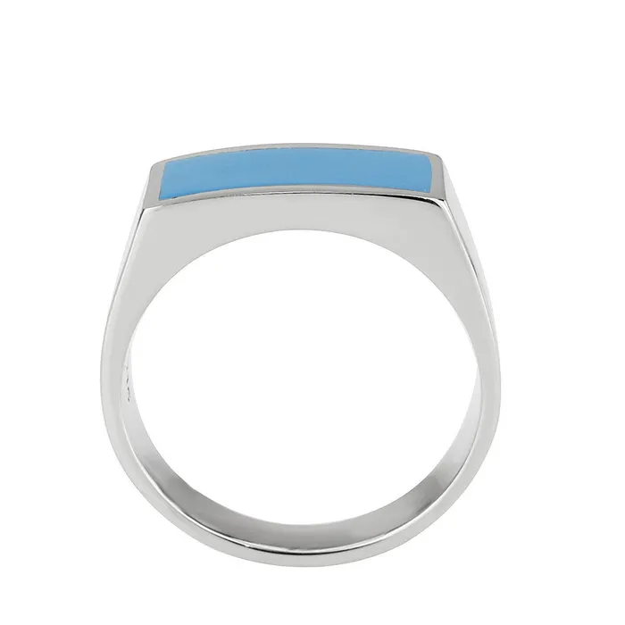 Rings Green CJ3770 Wholesale Mens Stainless Steel Epoxy Sea Blue Ring