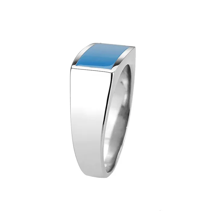 Rings Green CJ3770 Wholesale Mens Stainless Steel Epoxy Sea Blue Ring