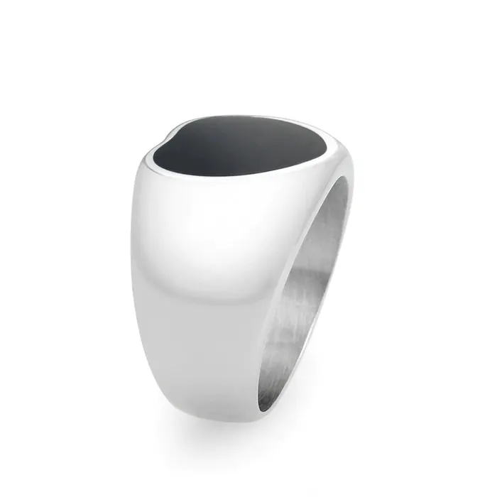 Rings Green CJ3882 Wholesale Womens Stainless Steel Epoxy Jet Black Heart Ring Rings Green CJ3882 Wholesale Womens Stainless Steel Epoxy Jet Black Heart Ring