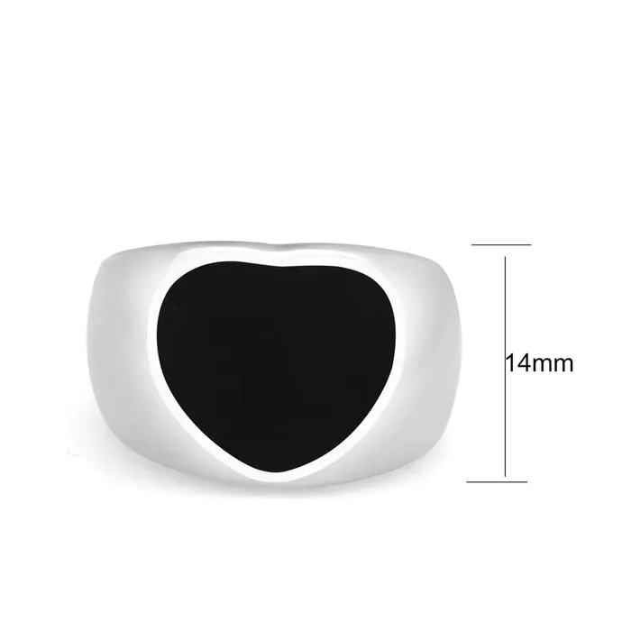 Rings Green CJ3882 Wholesale Womens Stainless Steel Epoxy Jet Black Heart Ring Rings Green CJ3882 Wholesale Womens Stainless Steel Epoxy Jet Black Heart Ring