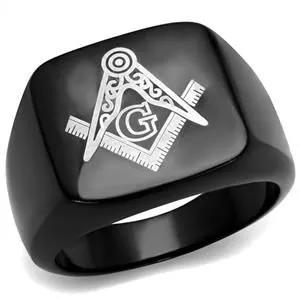 Rings Green CJE2227 Wholesale Mens Masonic Ring Black IP Plating
