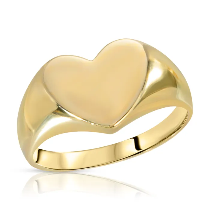 Rings Heart Flat Signet Ring Saints Gold Co