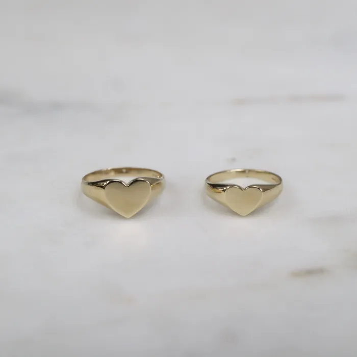 Rings Heart Flat Signet Ring Saints Gold Co