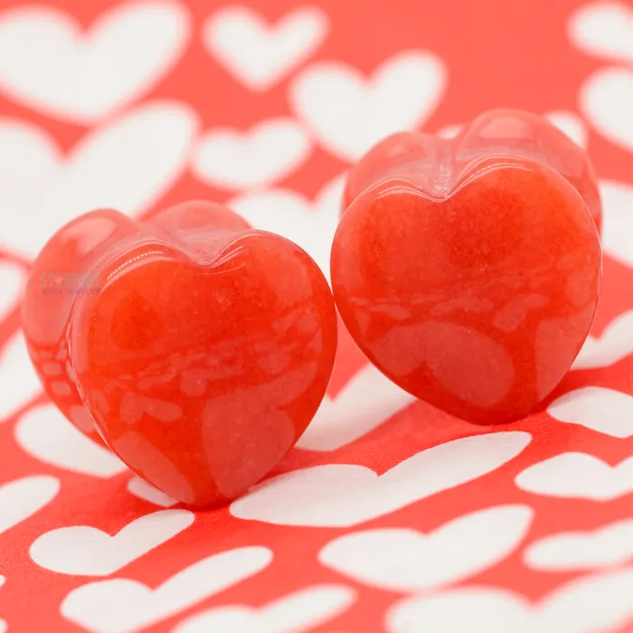 Rings Heart Stone Plugs Red Jade Peoples Jewelry
