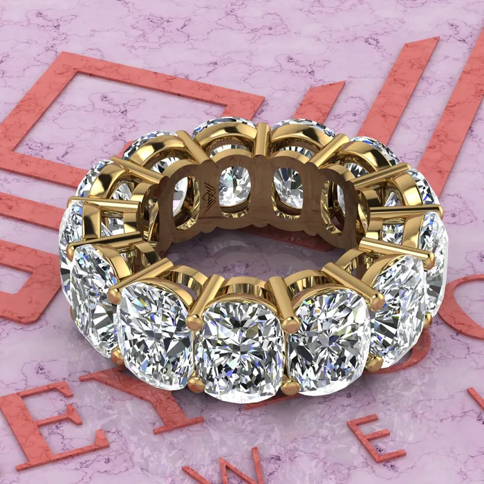 Rings Leyloon Jewelry 26 CTW Medium Cushion Cut Eternity Bands D Color Basket Moissanite Ring