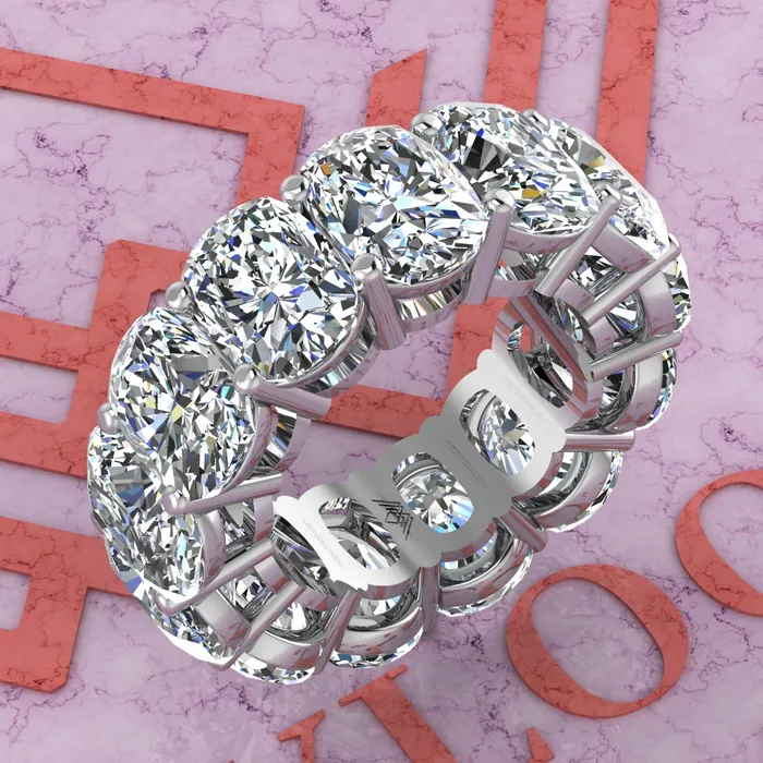 Rings Leyloon Jewelry 26 CTW Medium Cushion Cut Eternity Bands D Color Basket Moissanite Ring